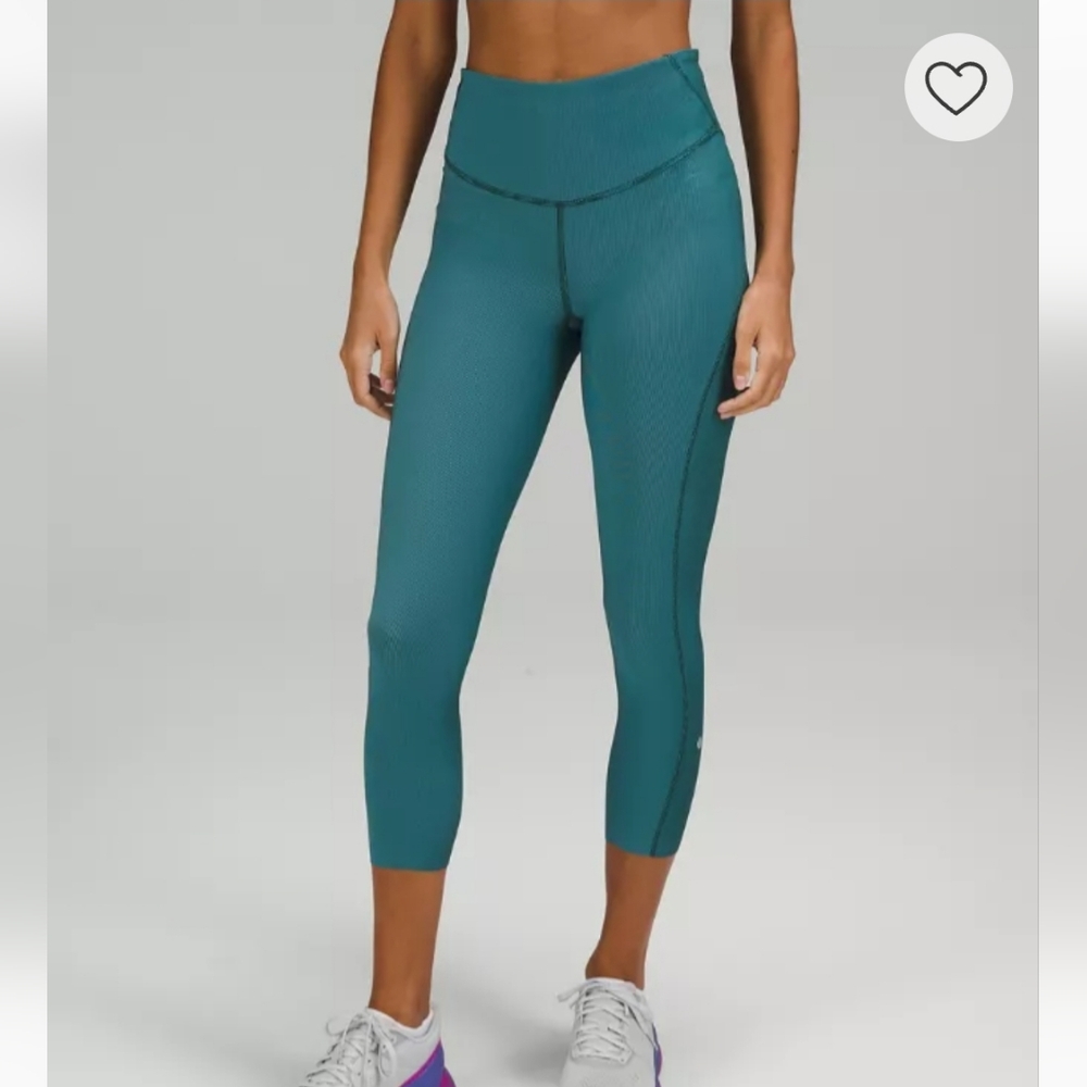 NEW Lululemon Base Pace High-Rise Crop Two-Tone Ribbed Leggings, Size 6
